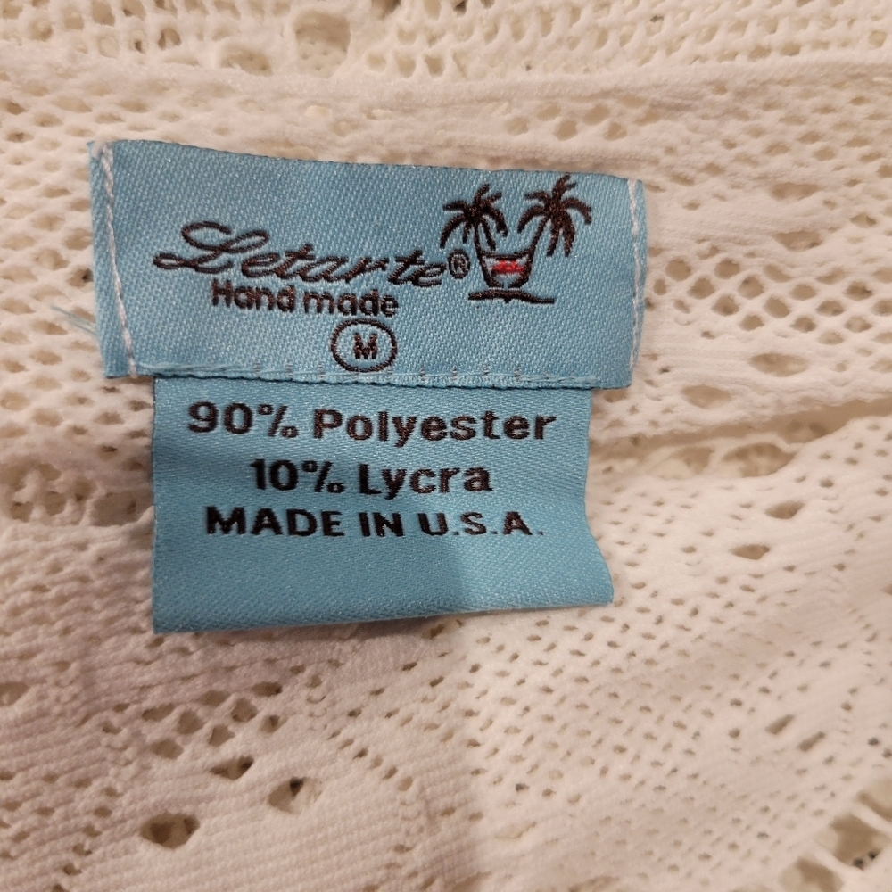 Letarte Handmade Size M White Skull Lace Beach Swim Cover Up - Picture 5 of 6